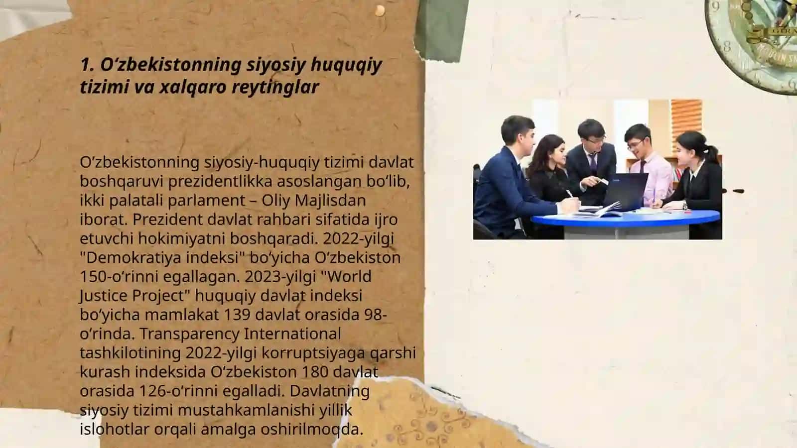 Siyosiy huquqiy sohadagi ustuvor xalqaro reytinglar va ularga Oʻzbekistonning integratsiyalashuvi 3