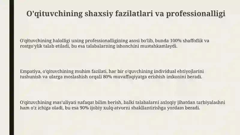 O'qituvchining shaxsiy fazilatlari va etika me'yorlari 3