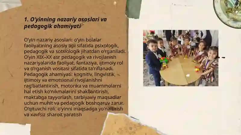 Oʻyinning ilk va maktabgacha yoshdagi bolalar hayotida yetakchi faoliyat sifatida 3