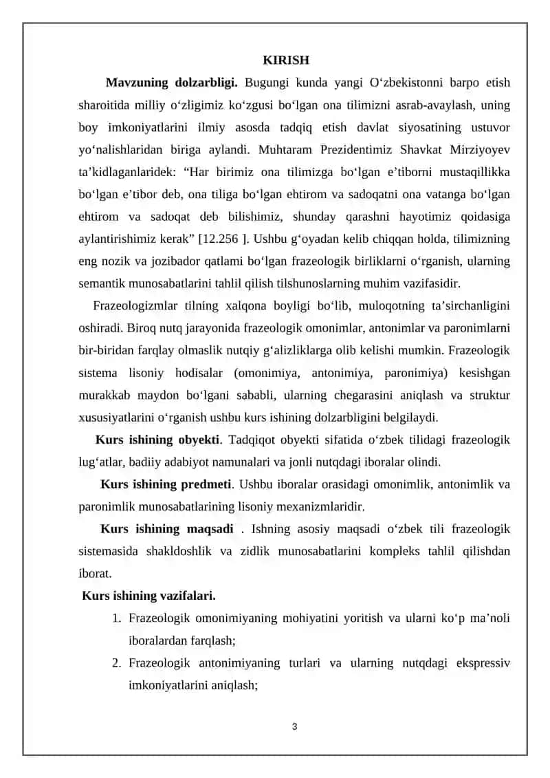 FRAZEOLOGIK OMONIMIYA. ANTONIMIYA VA PARONIMIYA 3