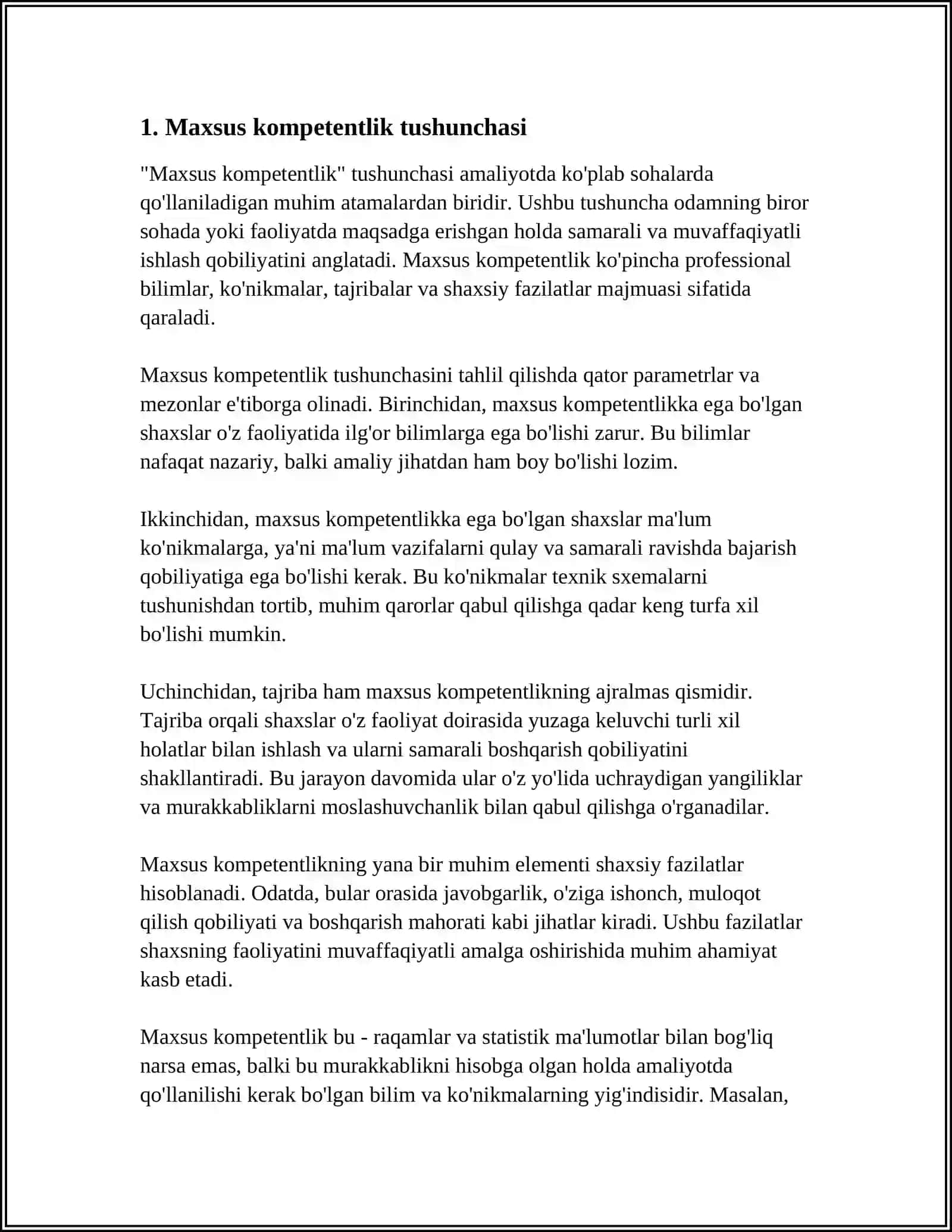 MAXSUS KOMPETENTLIK VA UNING MAZMUNI 3