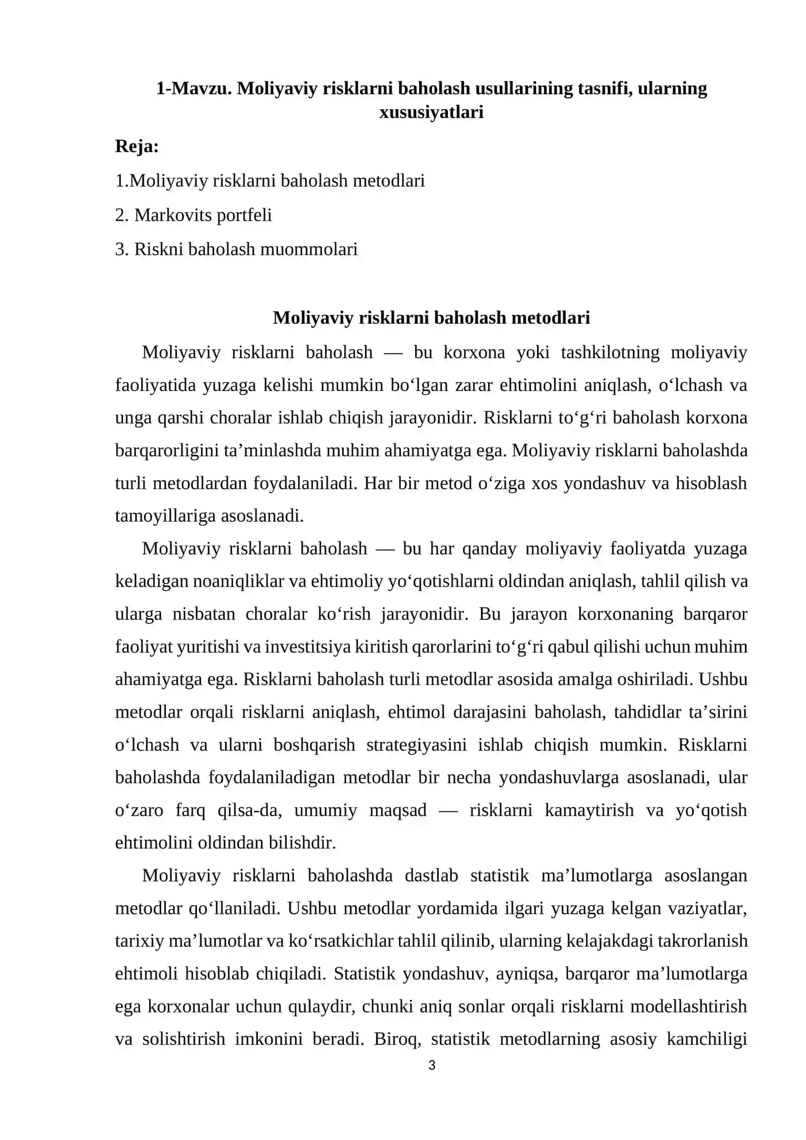 Moliyaviy risklarni baholash usullari 3