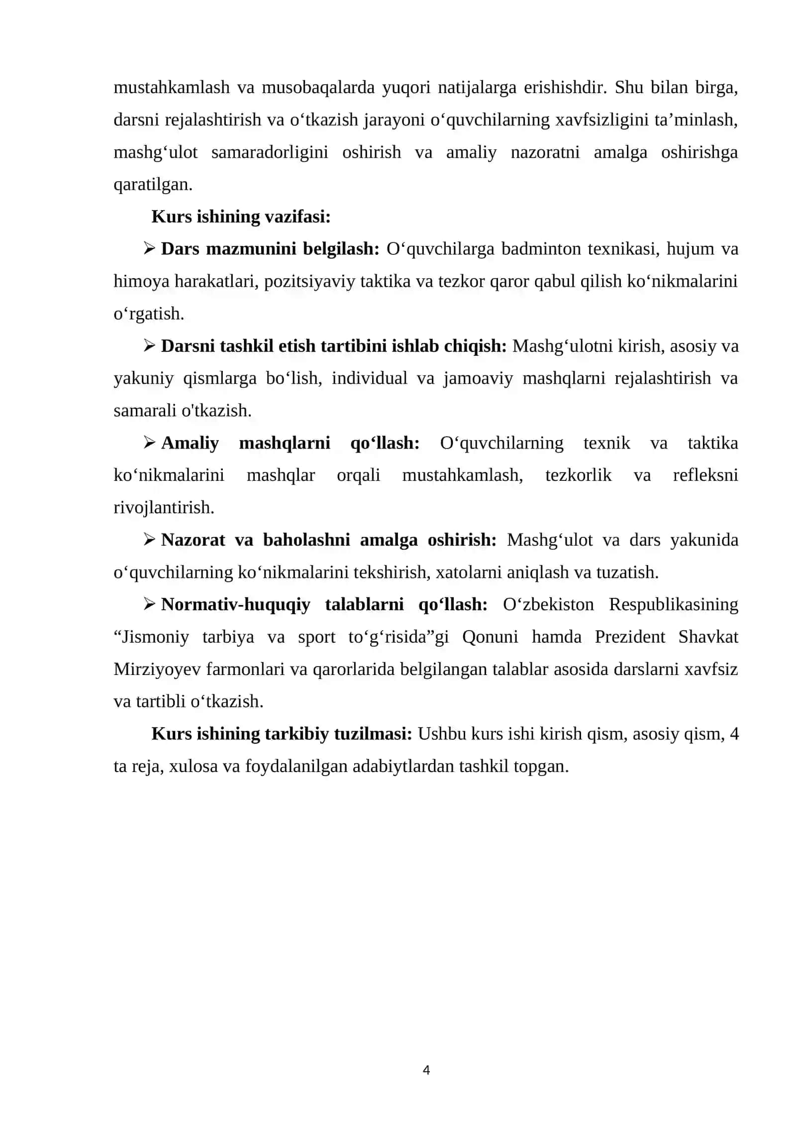 Badminton darsining maqsadi va mazmuni 3