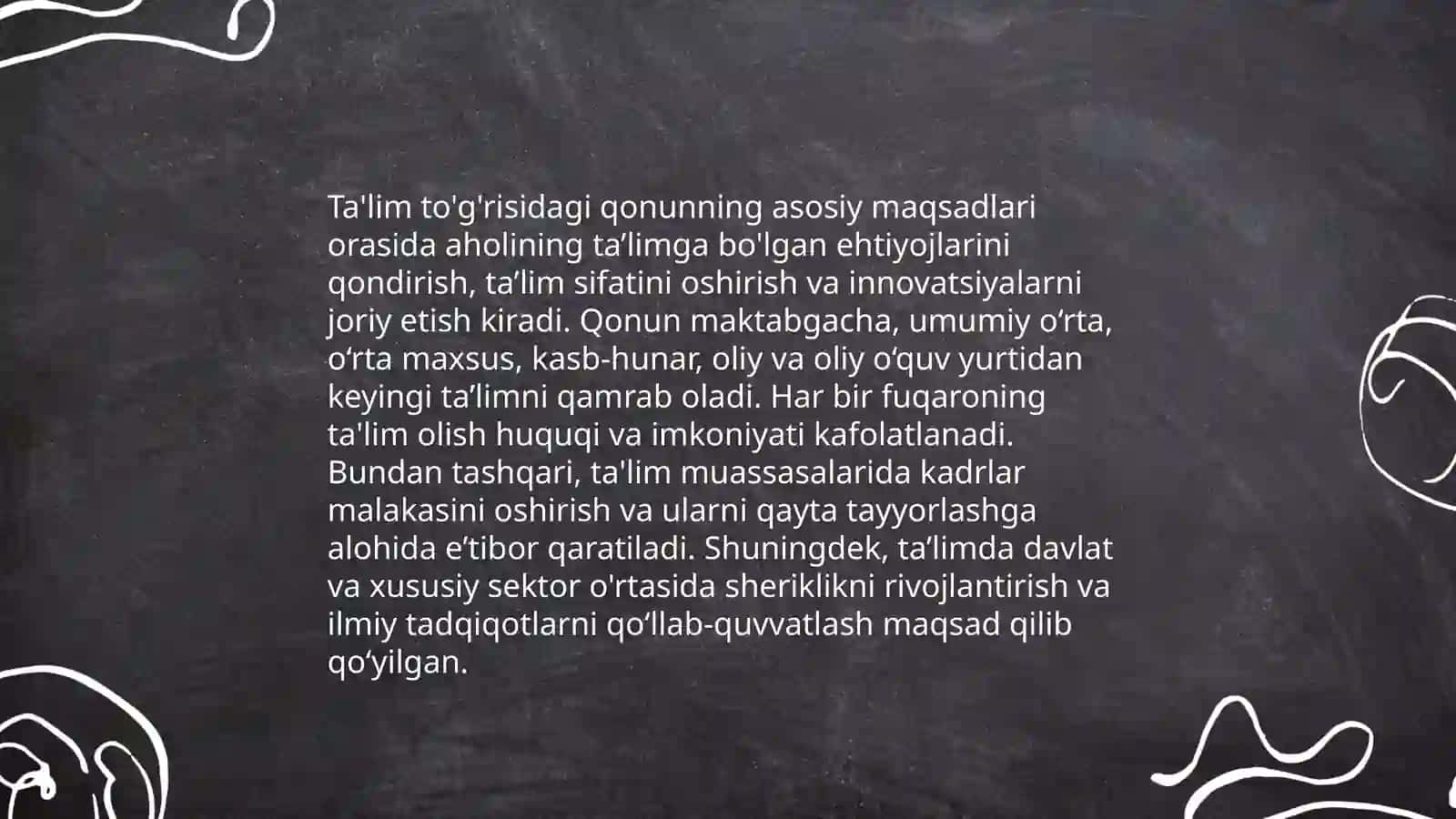 Ta'lim to'g'risidagi qonunning tuzilishi va uning mohiyati 3
