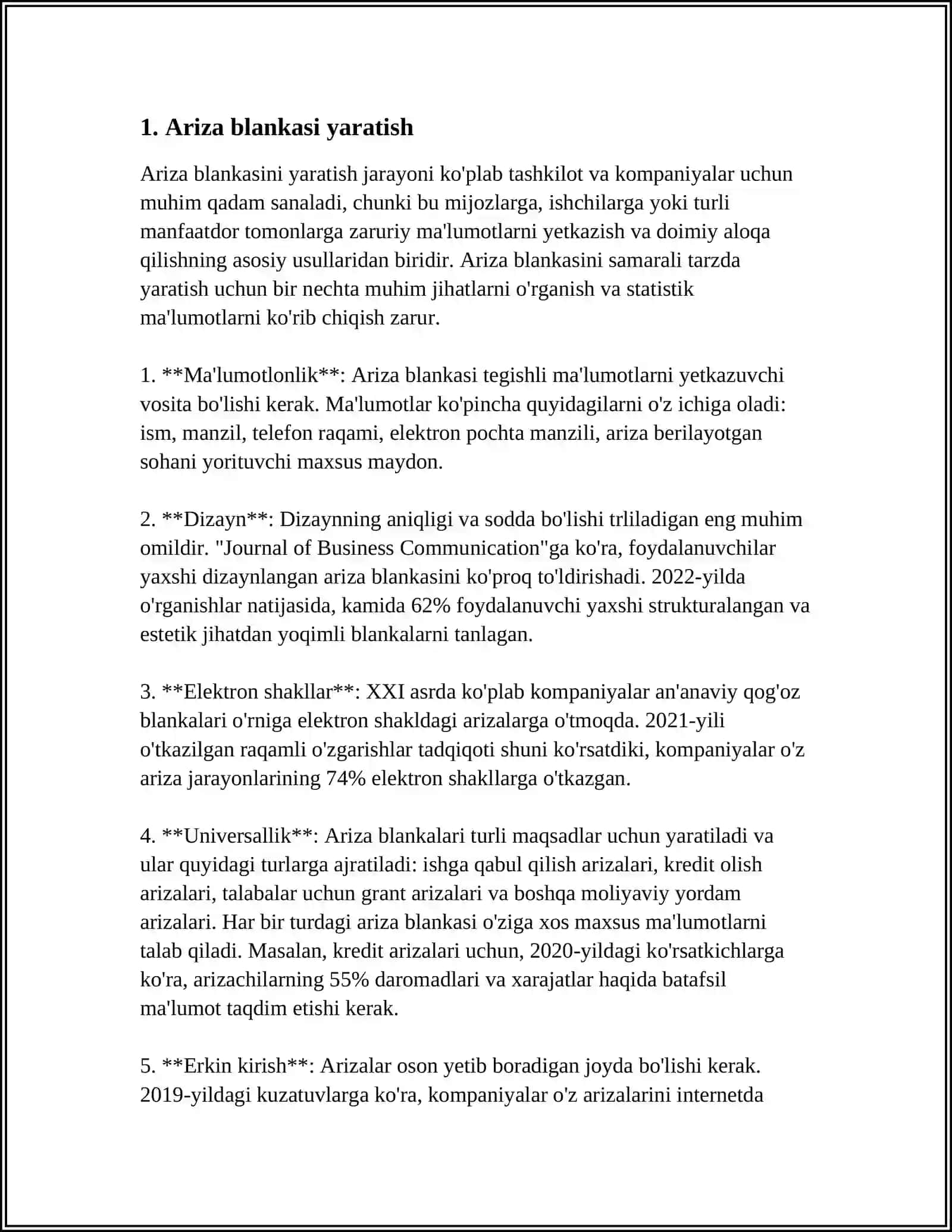 WORD MATN TAXRIRLAGICHIDA TURLI XIL BLANKALAR YARATISH 3