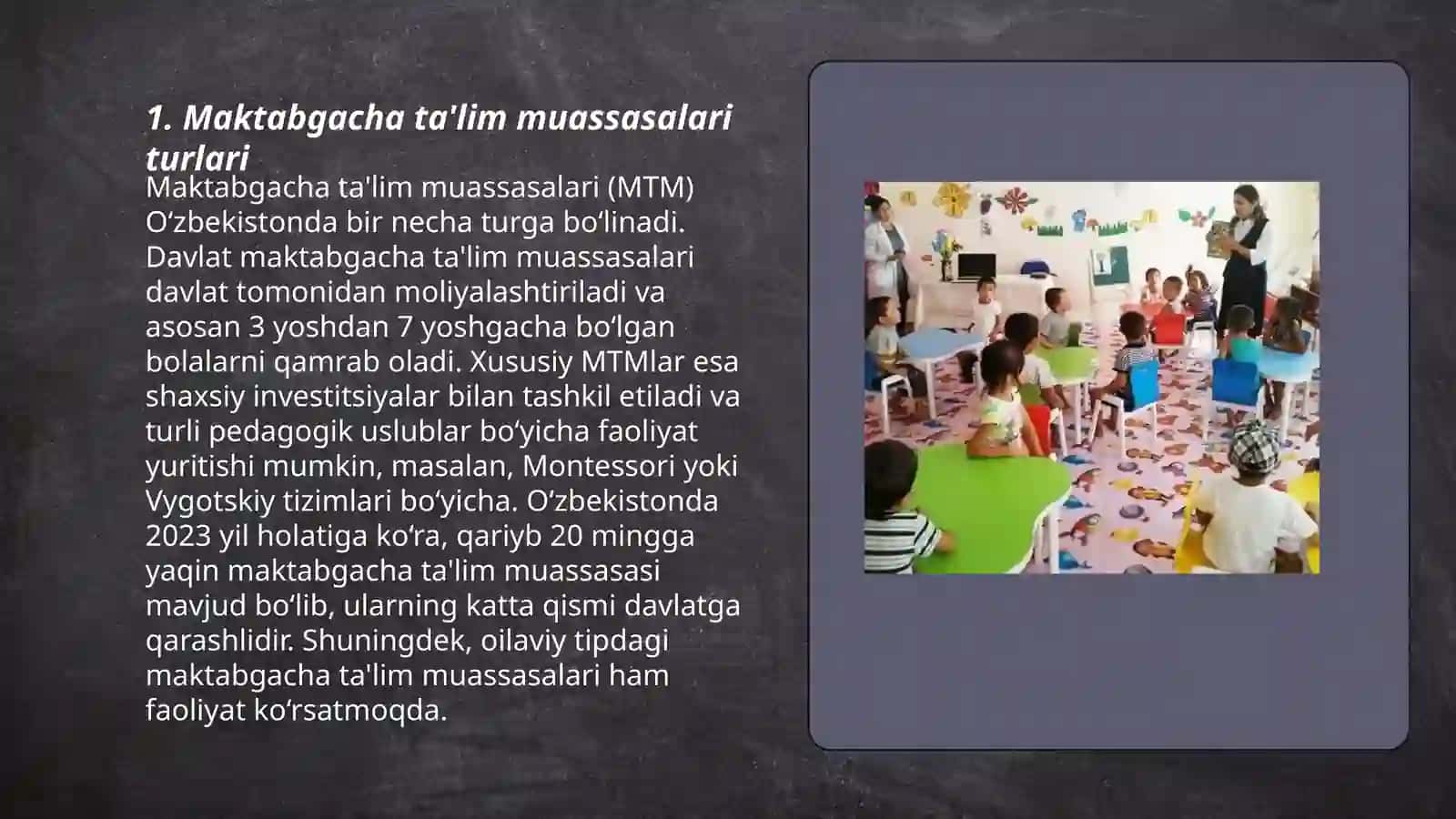 Maktabgacha ta'lim muassasalari turlari 3
