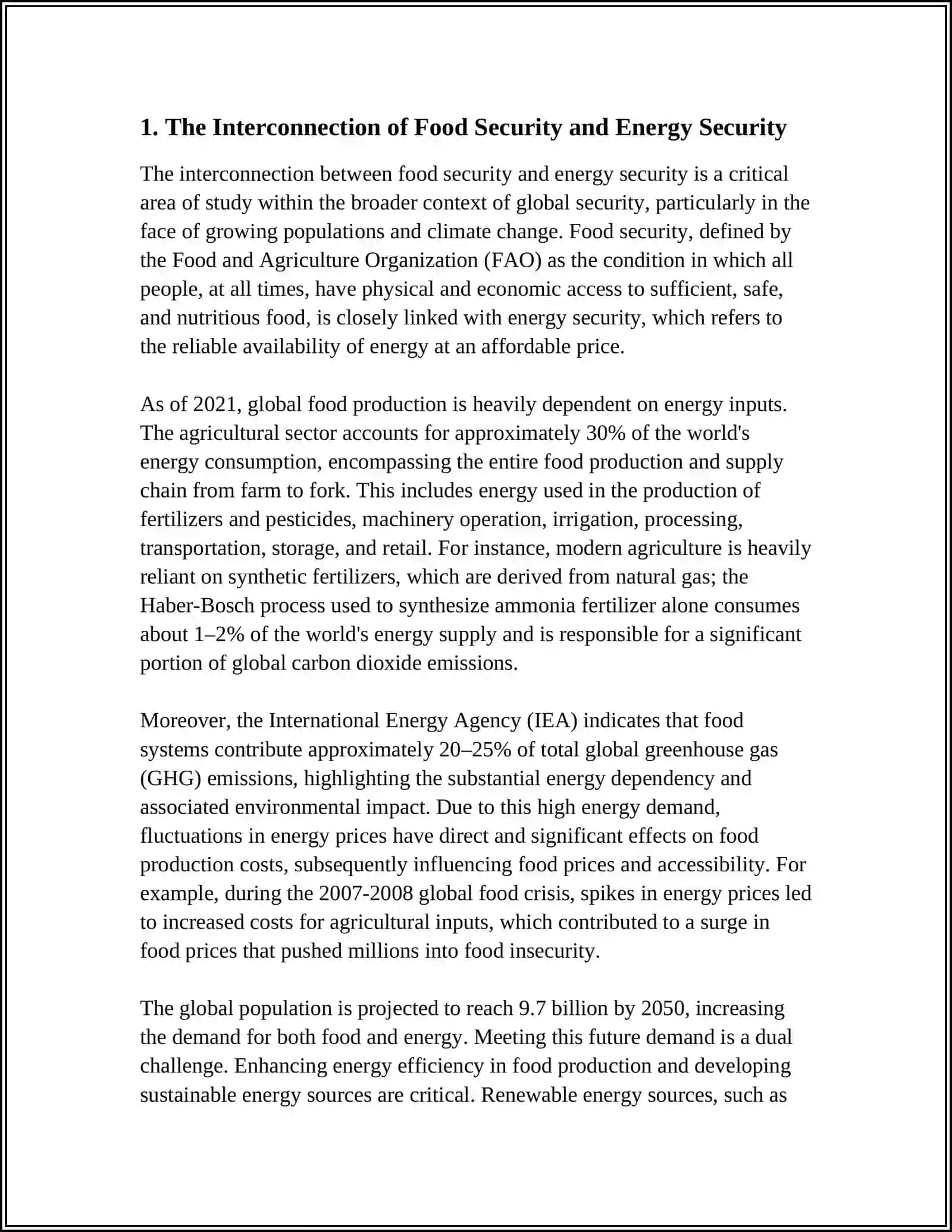 FOOD SECURITY AND ENERGY SECURITY 3