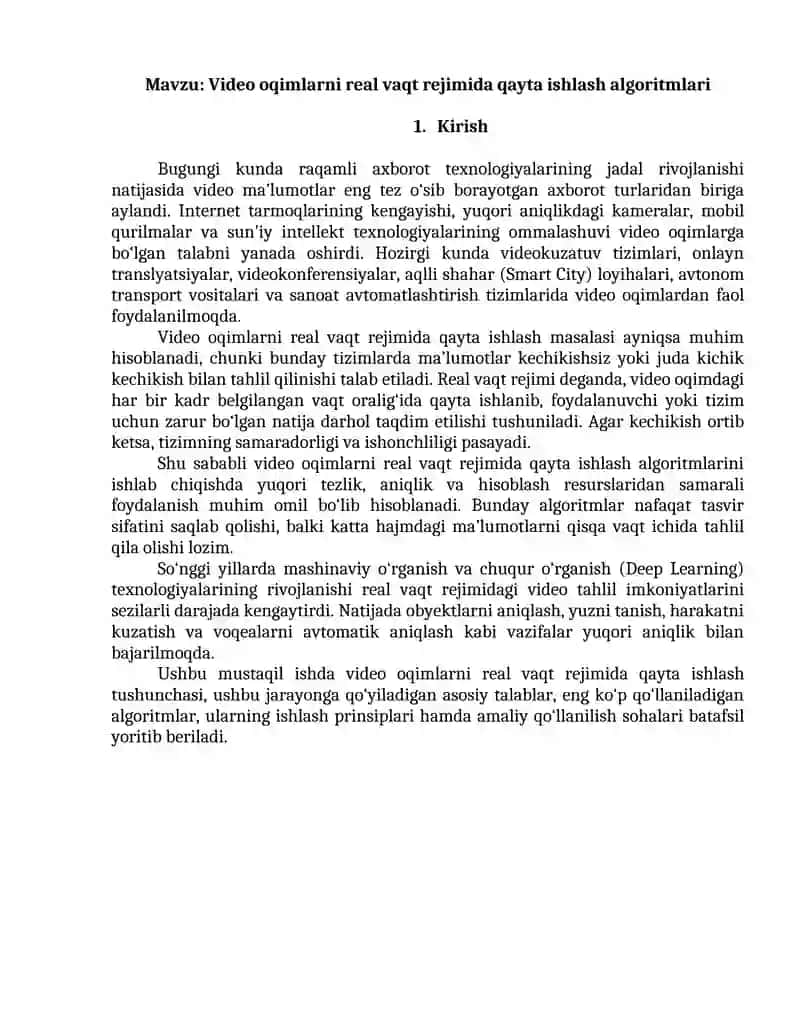 Video oqimlarni real vaqt rejimida qayta ishlash algoritmlari 3