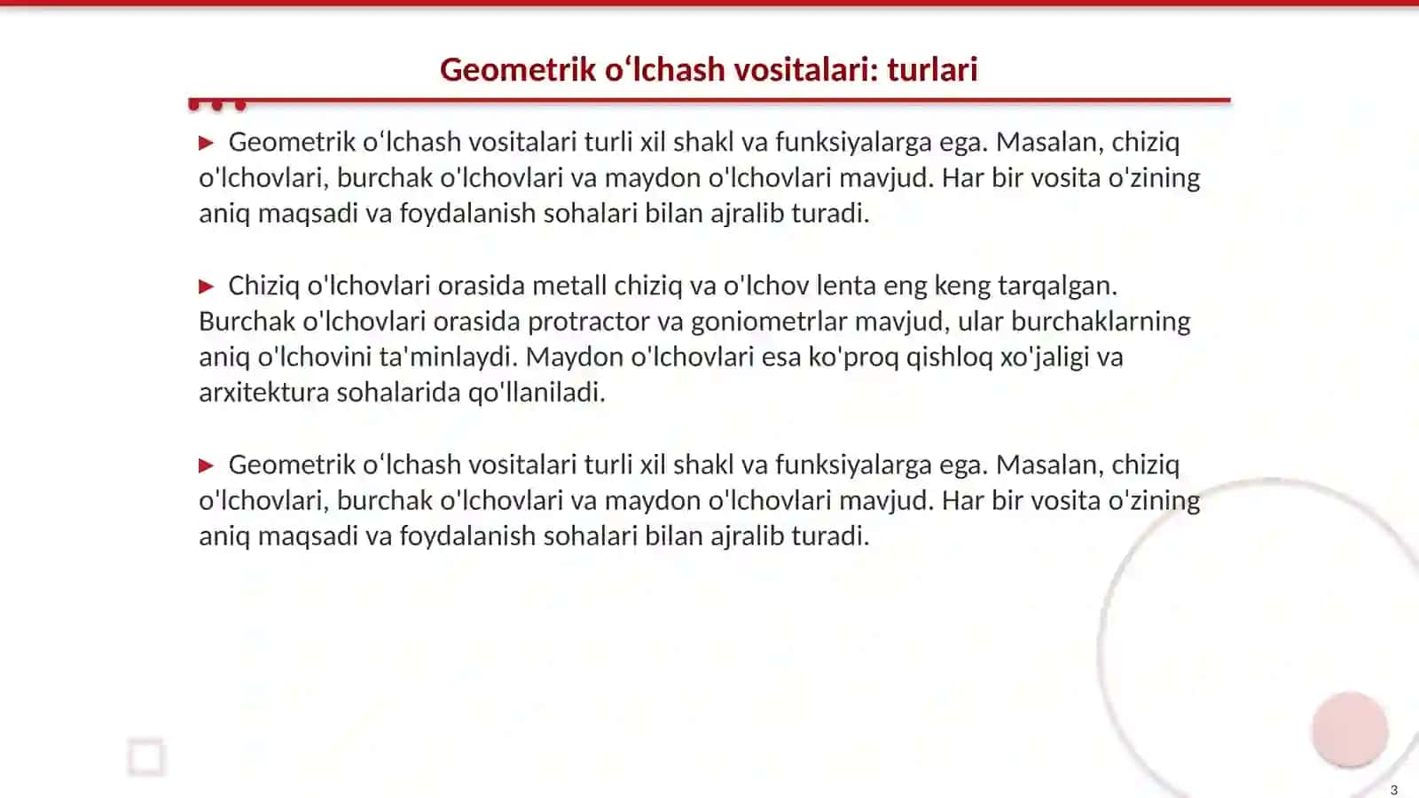 Geometrik oʻlchash va massa oʻlchash vositalarini qiyoslash 3