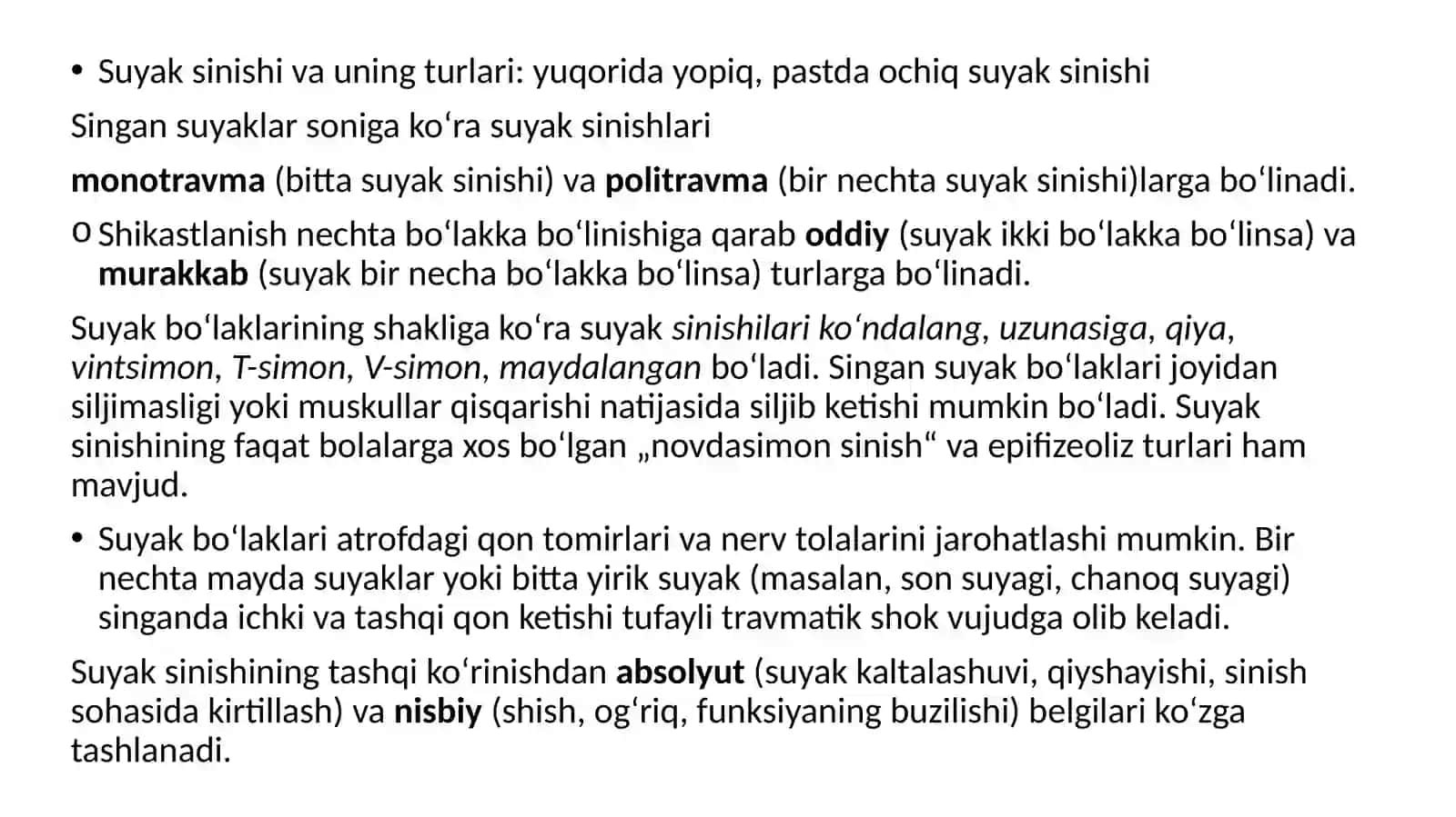 Suyaklar sinishi va chiqishini tashxislash va birinchi tibbiy yordam ko’rsatish 3