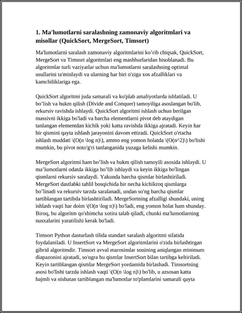 AXBOROTLARGA ISHLOV BERISH ZAMONAVIY ALGORITMLARI VA UNGA MISOLLAR 3