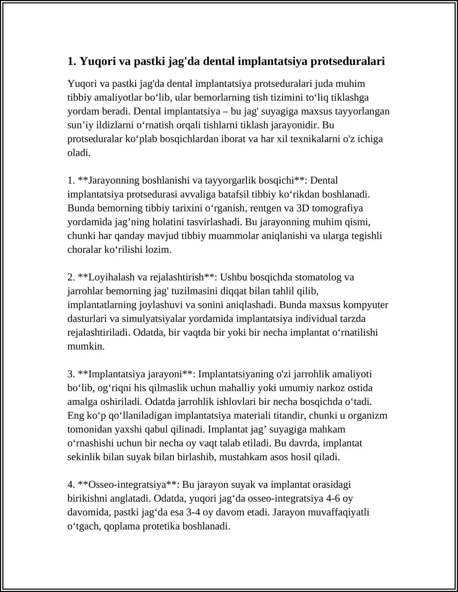 YUQORI VA PASTKI JAG‘DA DENTAL IMPLANTATSIYA XUSUSIYATLARI 3