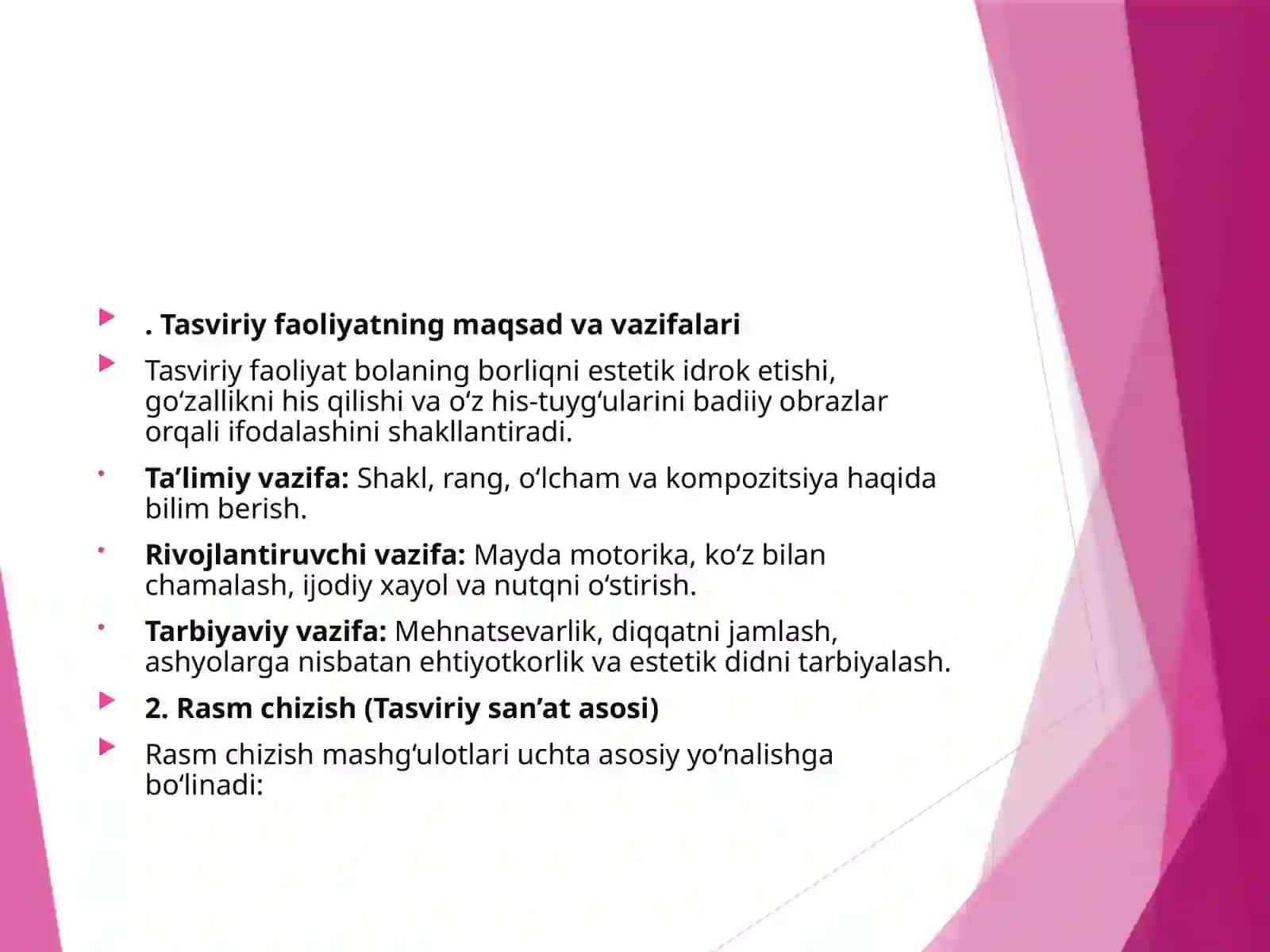 Maktabgacha ta’limda tasviriy faoliyat turlari va ularni o‘qitish metodikasi 3