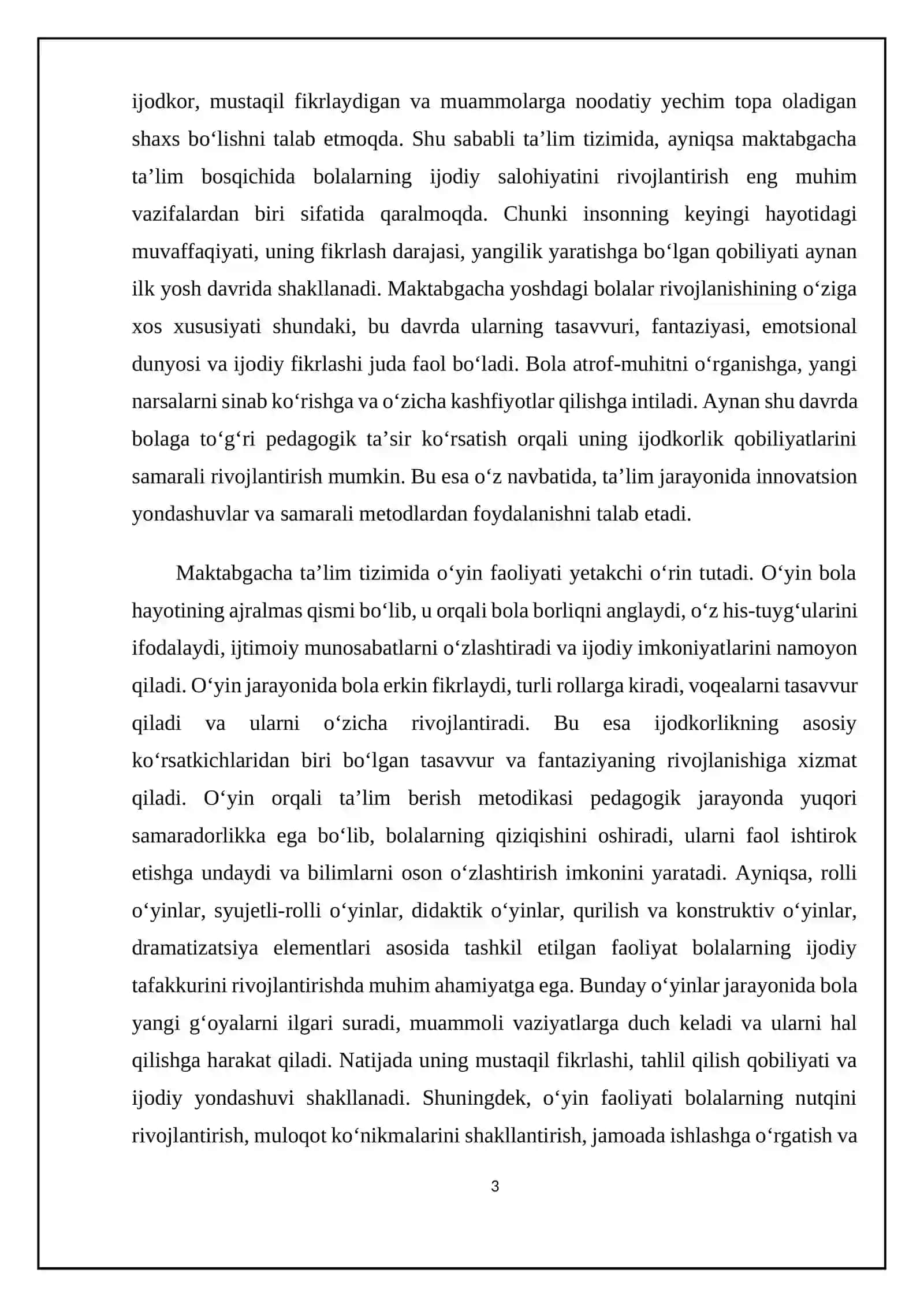 Oʻyin orqali bolalarda ijodkorlikni rivojlantirish metodikasi 3
