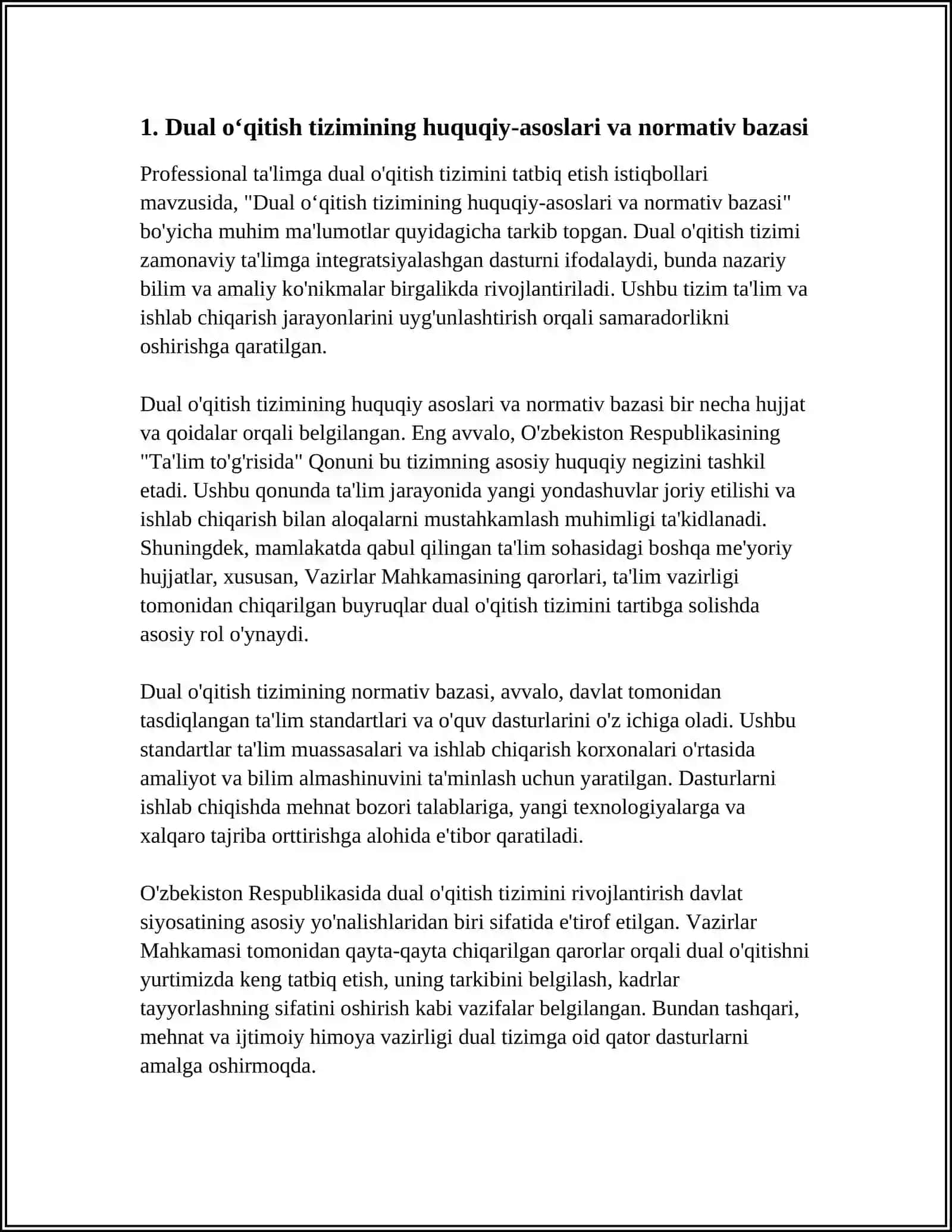 PROFESSIONAL TA’LIMGA DUAL O‘QITISH TIZIMINI TATBIQ ETISH ISTIQBOLLARI 3