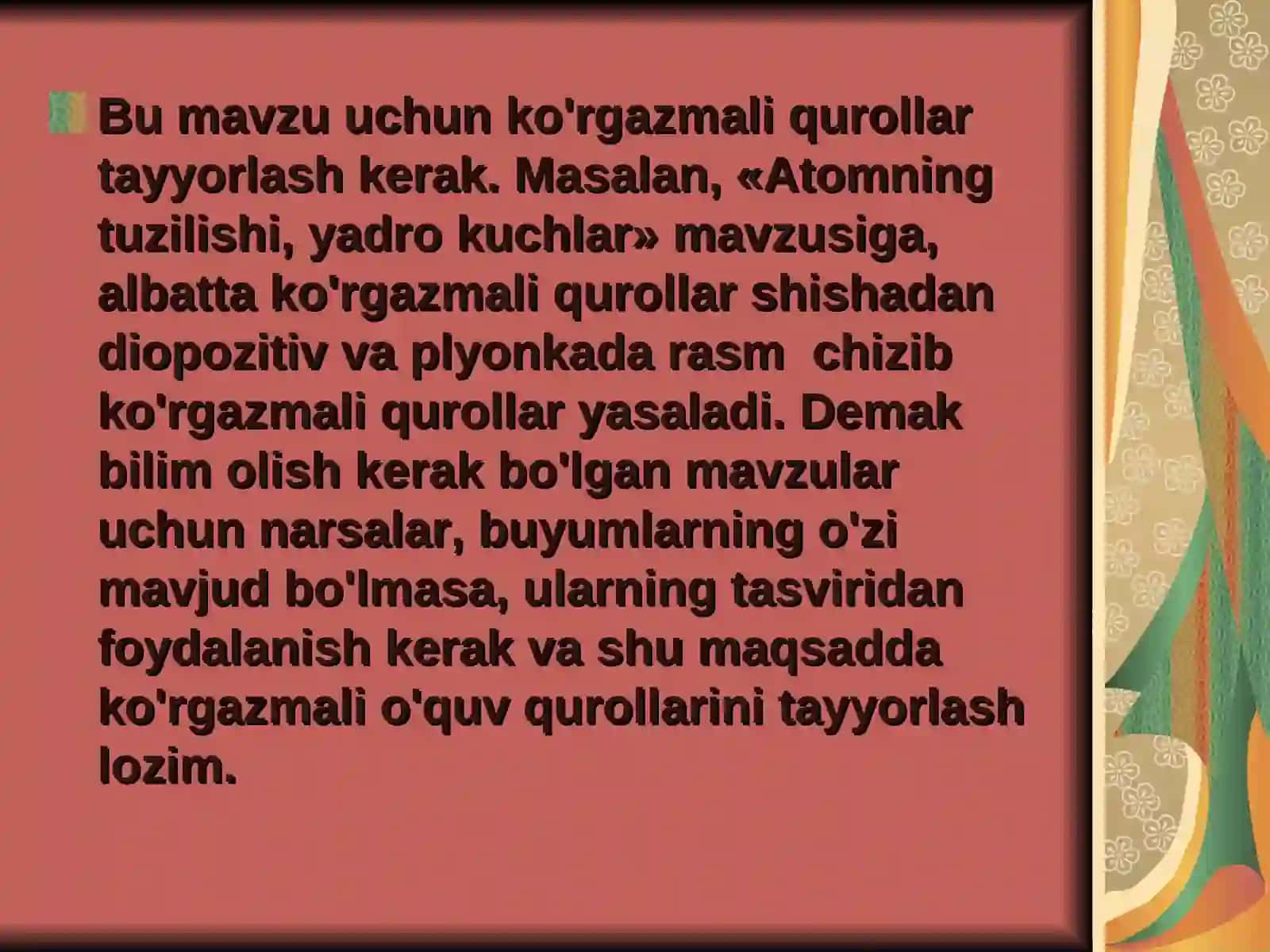 Ko'rgazma qurollar tayyorlash texnologiyasi 3