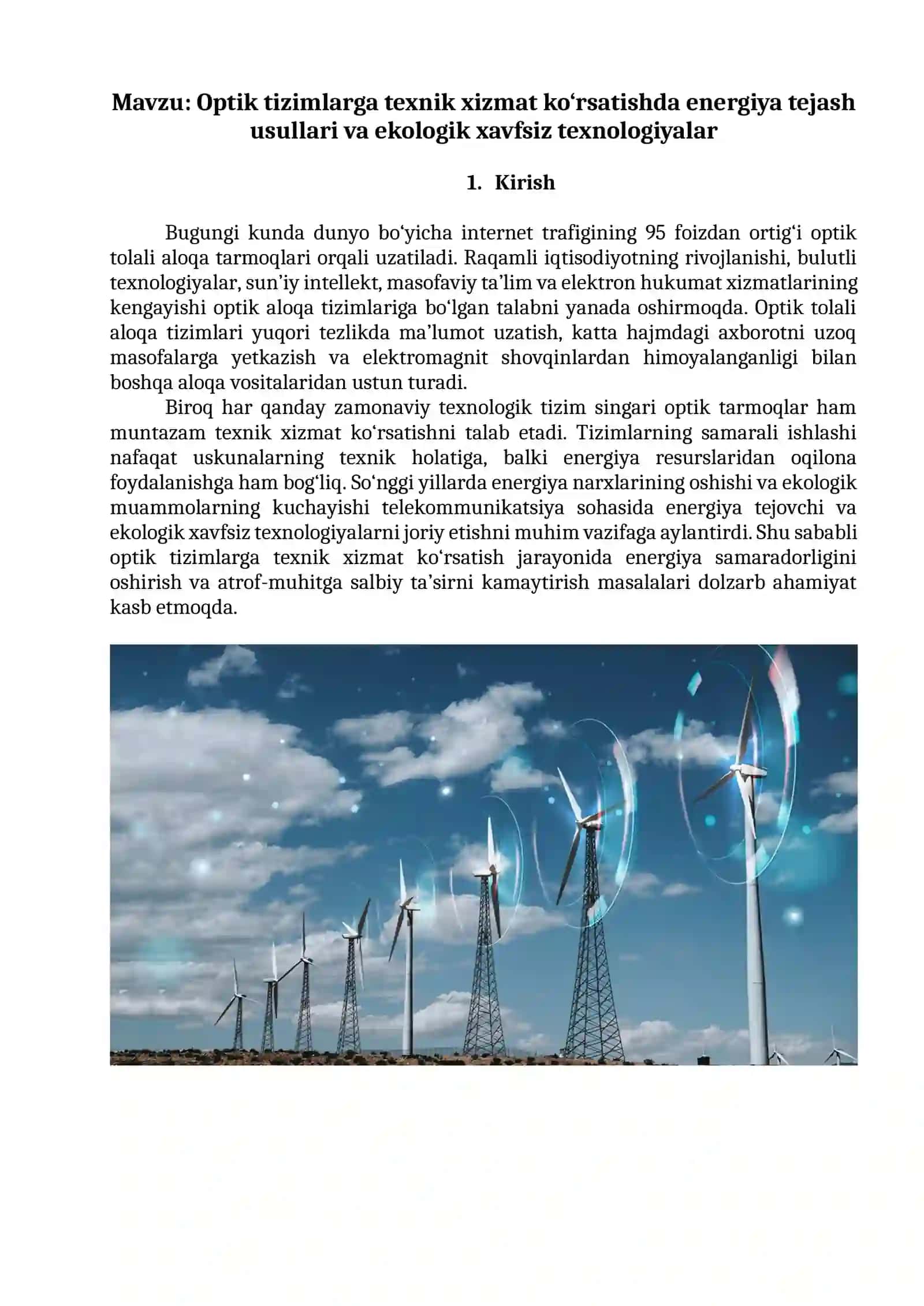 Optik tizimlarga texnik xizmat ko‘rsatishda energiya tejash usullari va ekologik xavfsiz texnologiyalar 3