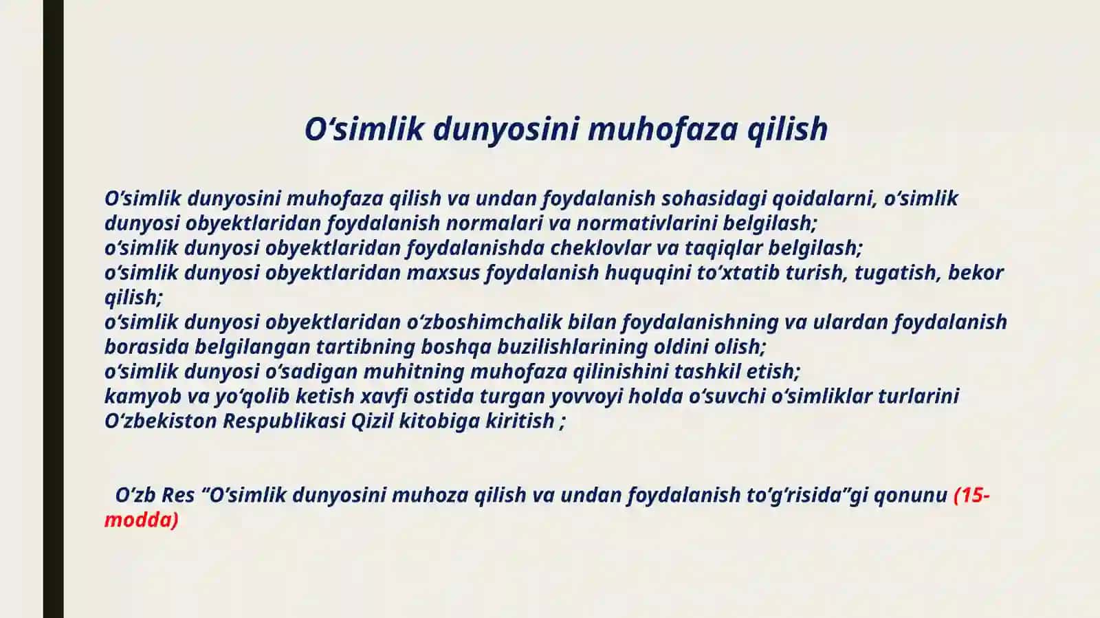O’Simlik dunyosidan foydalanish va uni muhofaza qilish 3
