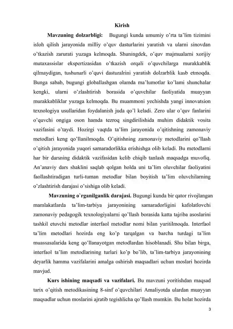 UMUMTA’LIM MAKTABLARINING 9-SINF JAHON TARIXI FANI DARSLARIDA KICHIK GURUXLARDA ISHLASHGA XOS INTERFAOL USULLAR 3