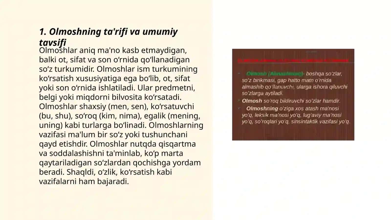 Olmoshning ta'rifi va grammatik xususiyatlari 3
