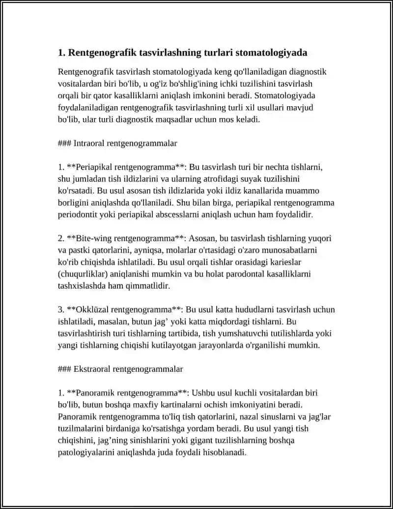 RENGENOSKOPIYANI STOMATOLOGIYADA O'RNI 3