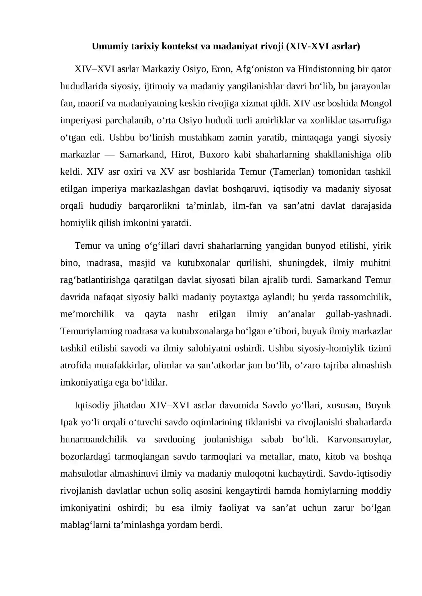 XIV XVI asrlarda fan va madaniyat, maorif taraqqiyoti 3