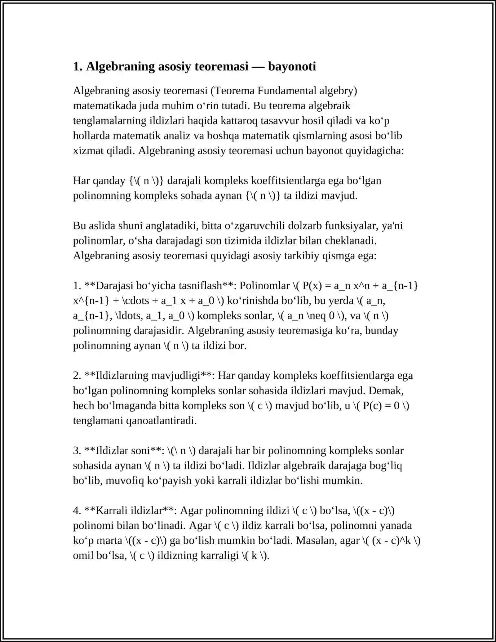 ALGEBRANING ASOSIY TEOREMASI 3