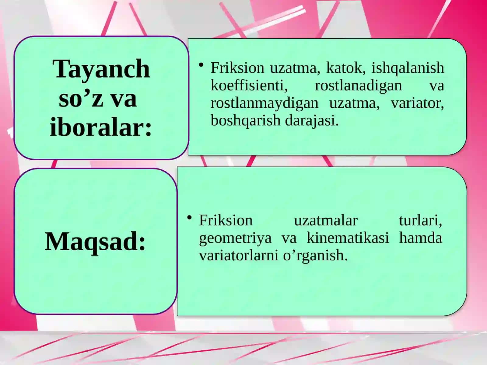 Friksion uzatmalar va variatorlar. Umumiy ma’lumotlar. Friksion uzatmalarni hisoblash. Variatorlar to‘g‘risi­da qisqacha ma’lumotlar 3