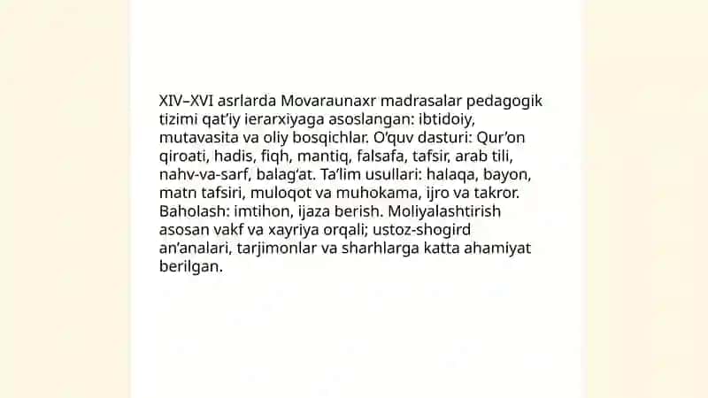 XIV-XVI asrlarda Movaraunaxrda pedagogik maqolalar 3