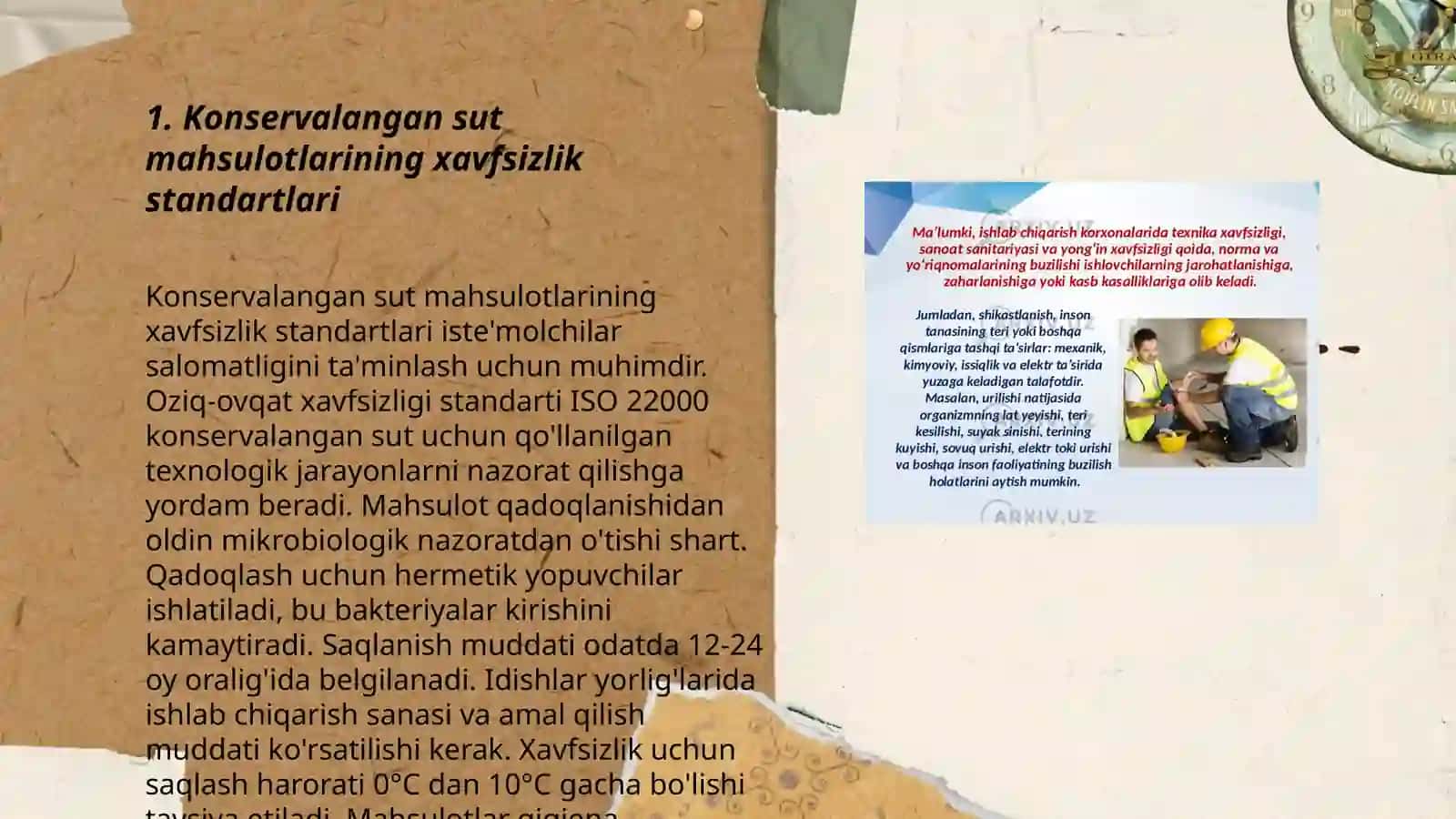 Konservalangan sut mahsulotlari xavfsizlik talablariga javob beruvchi texnologik jarayonlani oldindan rejalashtirish 3