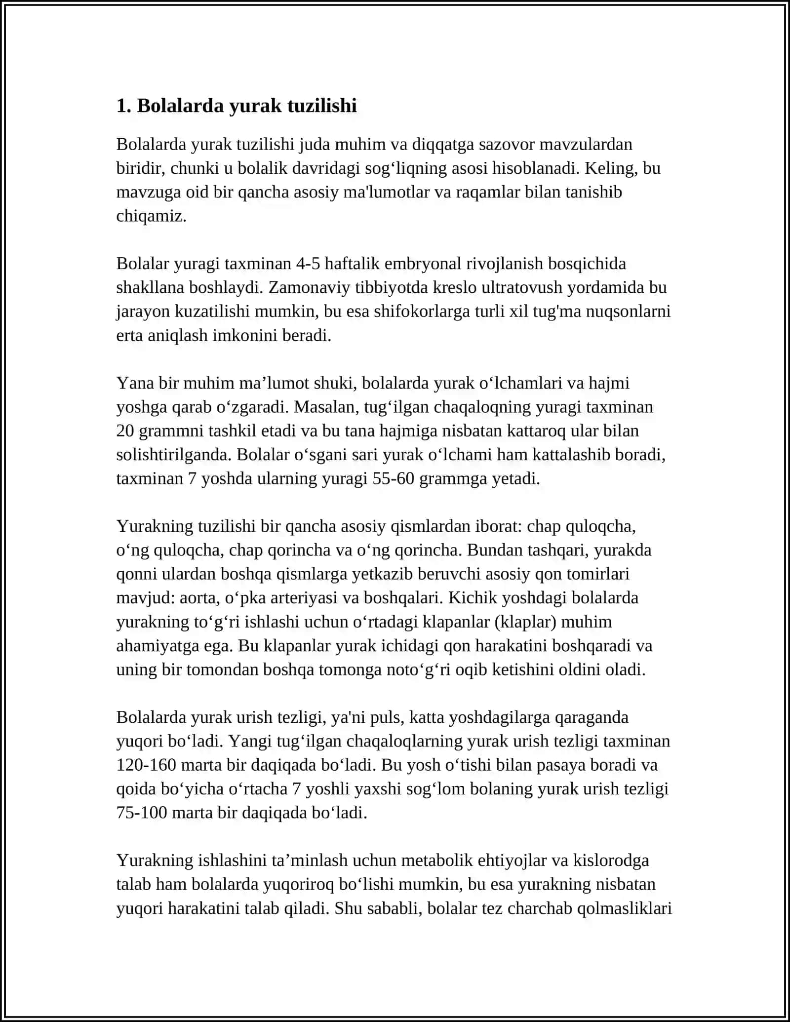 Bolalarda Yurak Anatomiyasi va Fiziologik Xususiyatlari 3