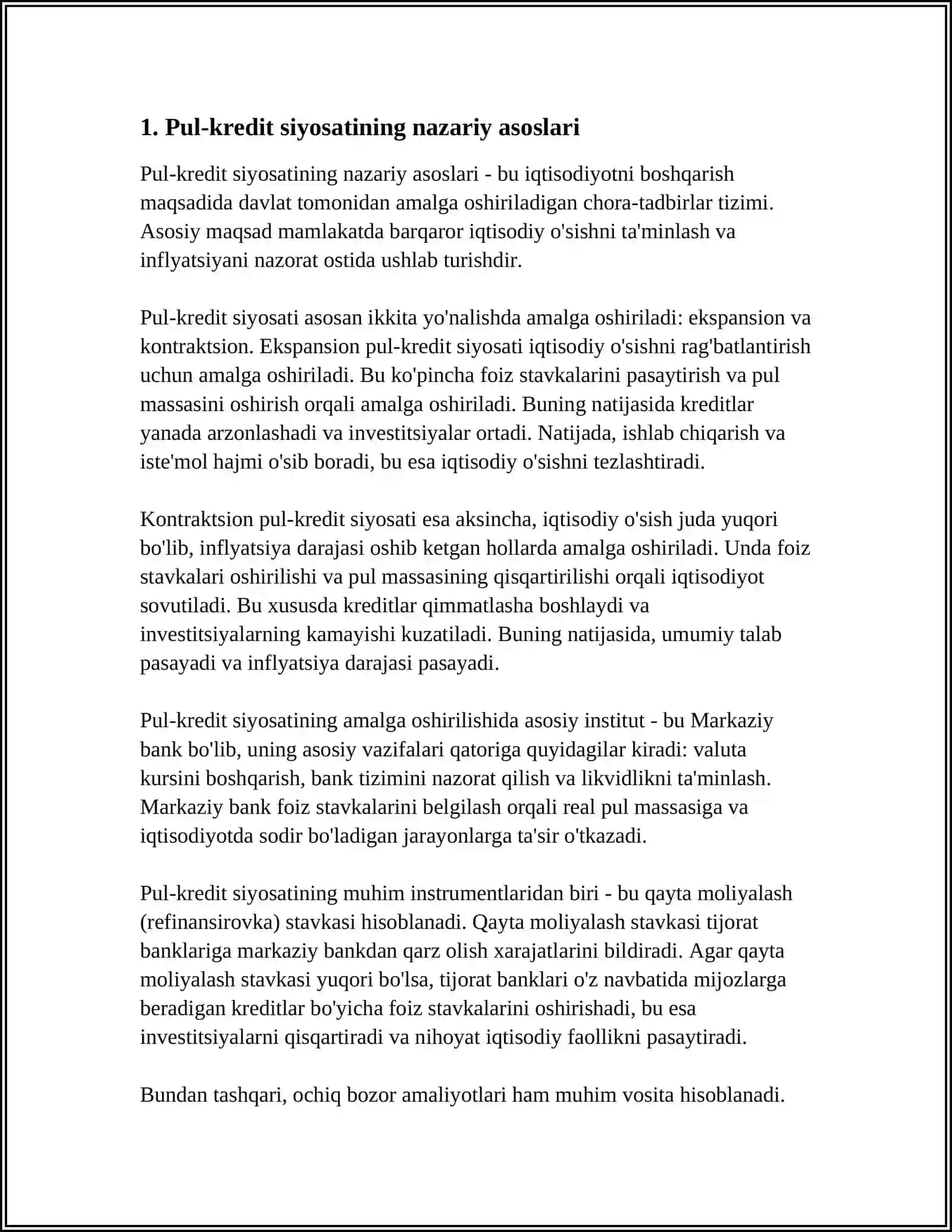 Pul-Kredit Siyosating Monetaristik Nazariyasi va Uni O‘zbekistonda Qo‘llanilishi Imkoniyatlari 3