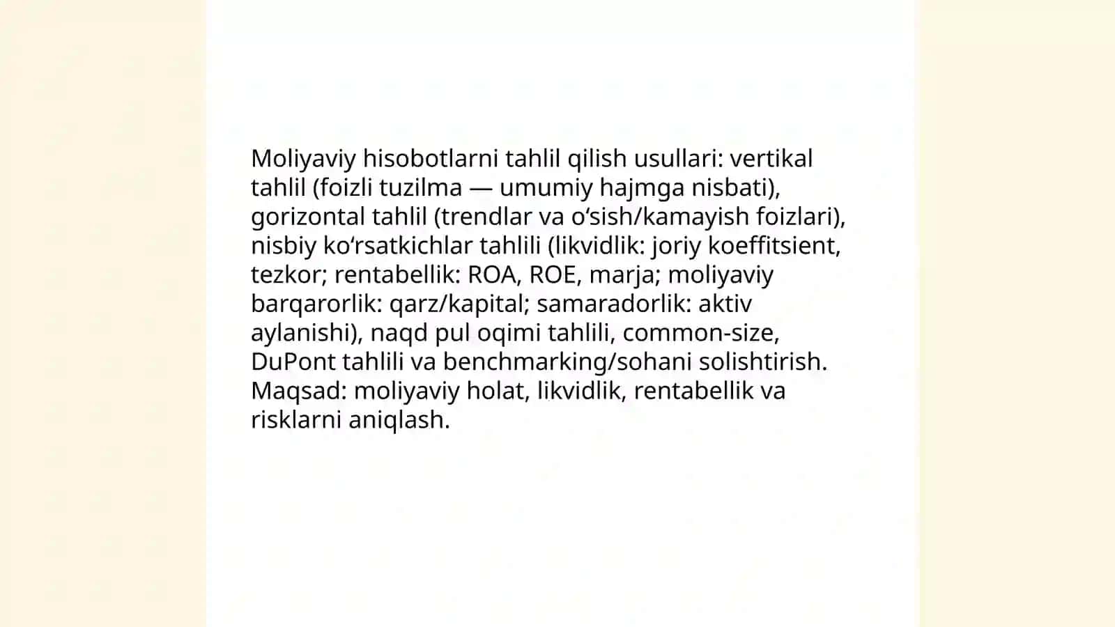 Moliyaviy tahlil usullari va ularning ahamiyati 3