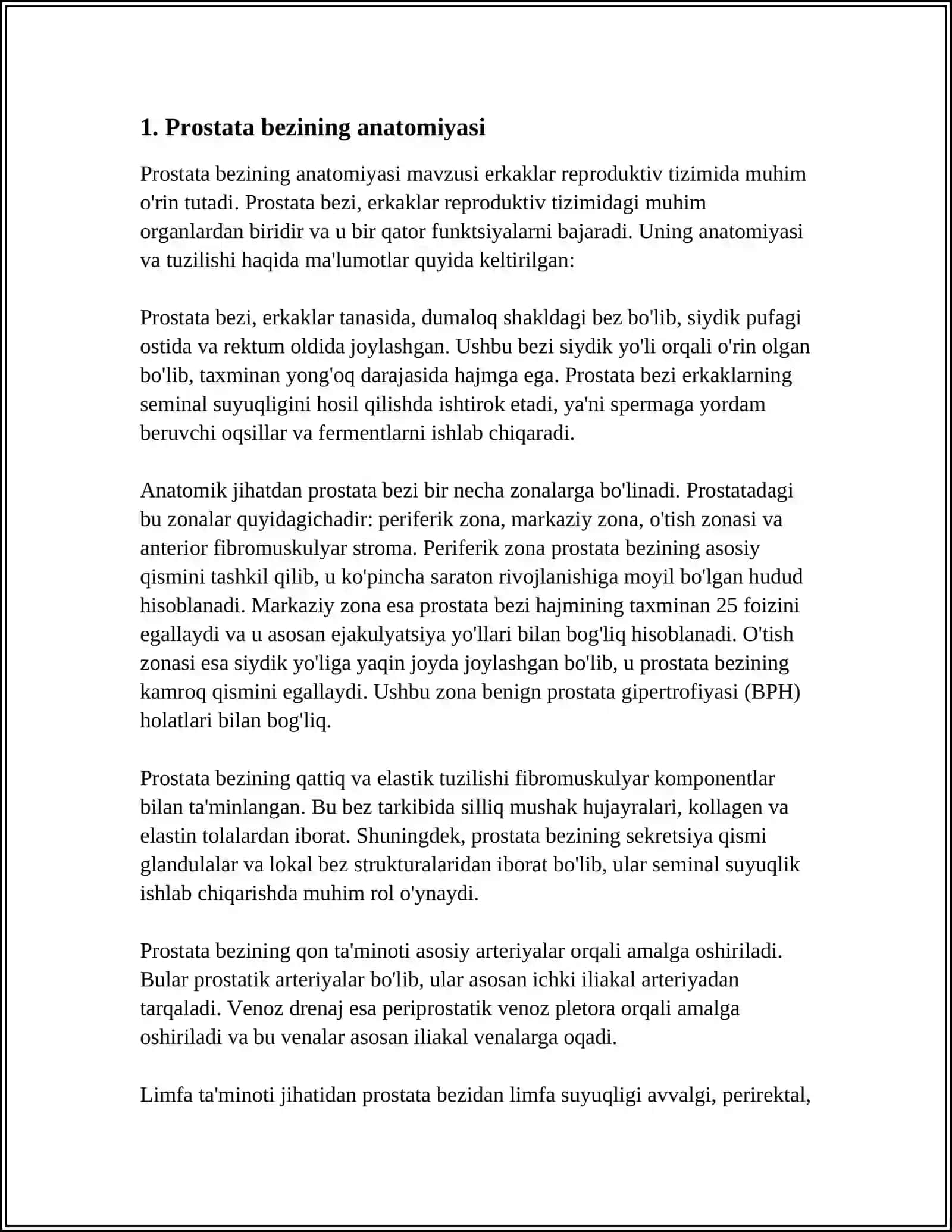 PROSTATA BEZI XAFSIZ GIPERPLAZIYASI REFERAT 3