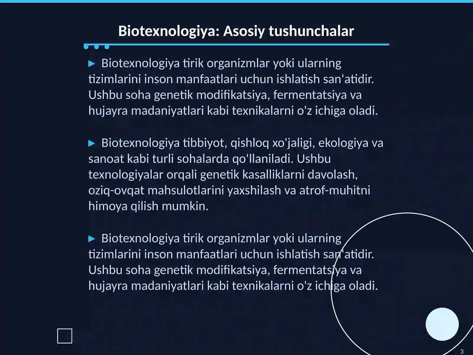 Bioteхnologiya rivojlanishi O‘zbekistonda 3