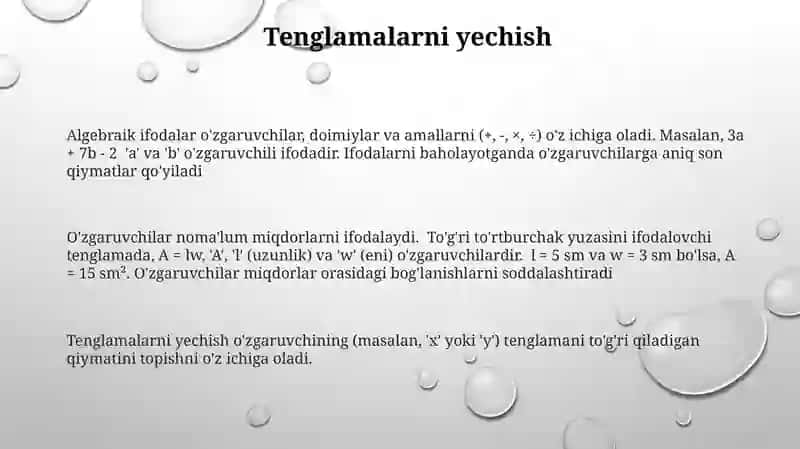 O'zgaruvchi qatnashgan ifoda 3
