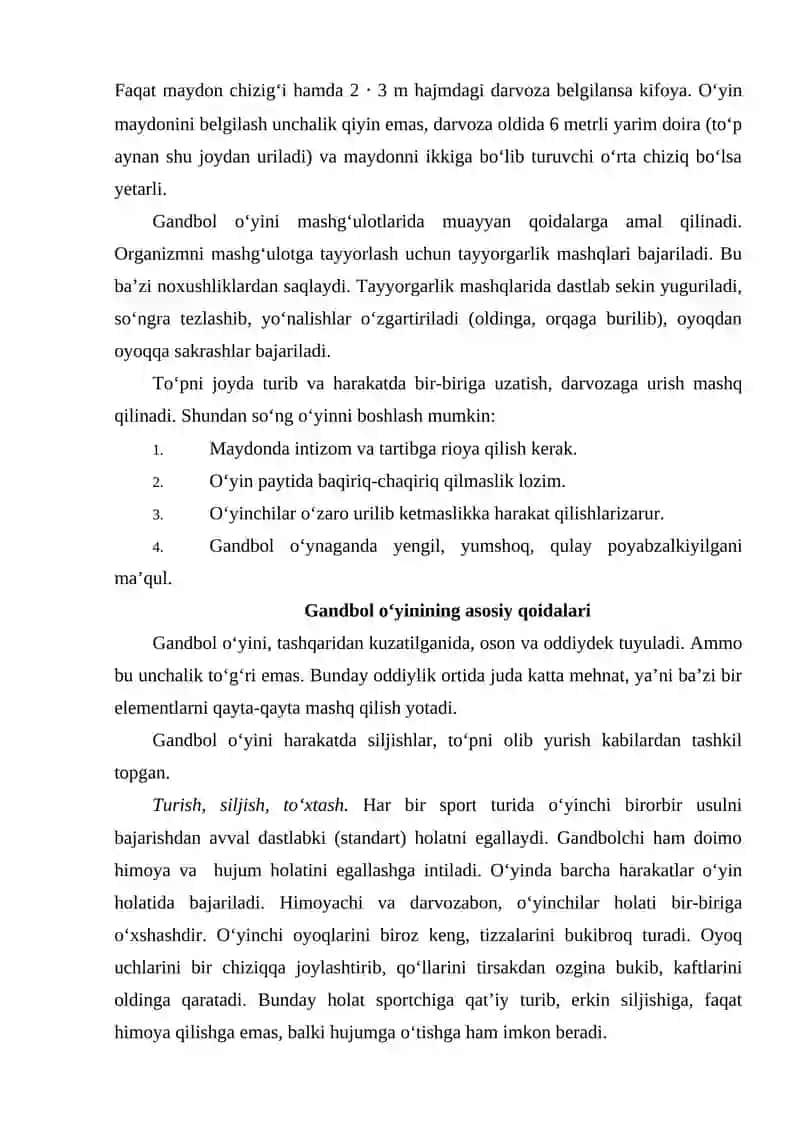 Gandbol o'yinida tayyorgarlik turlarining o'rni va ahamiyati 3