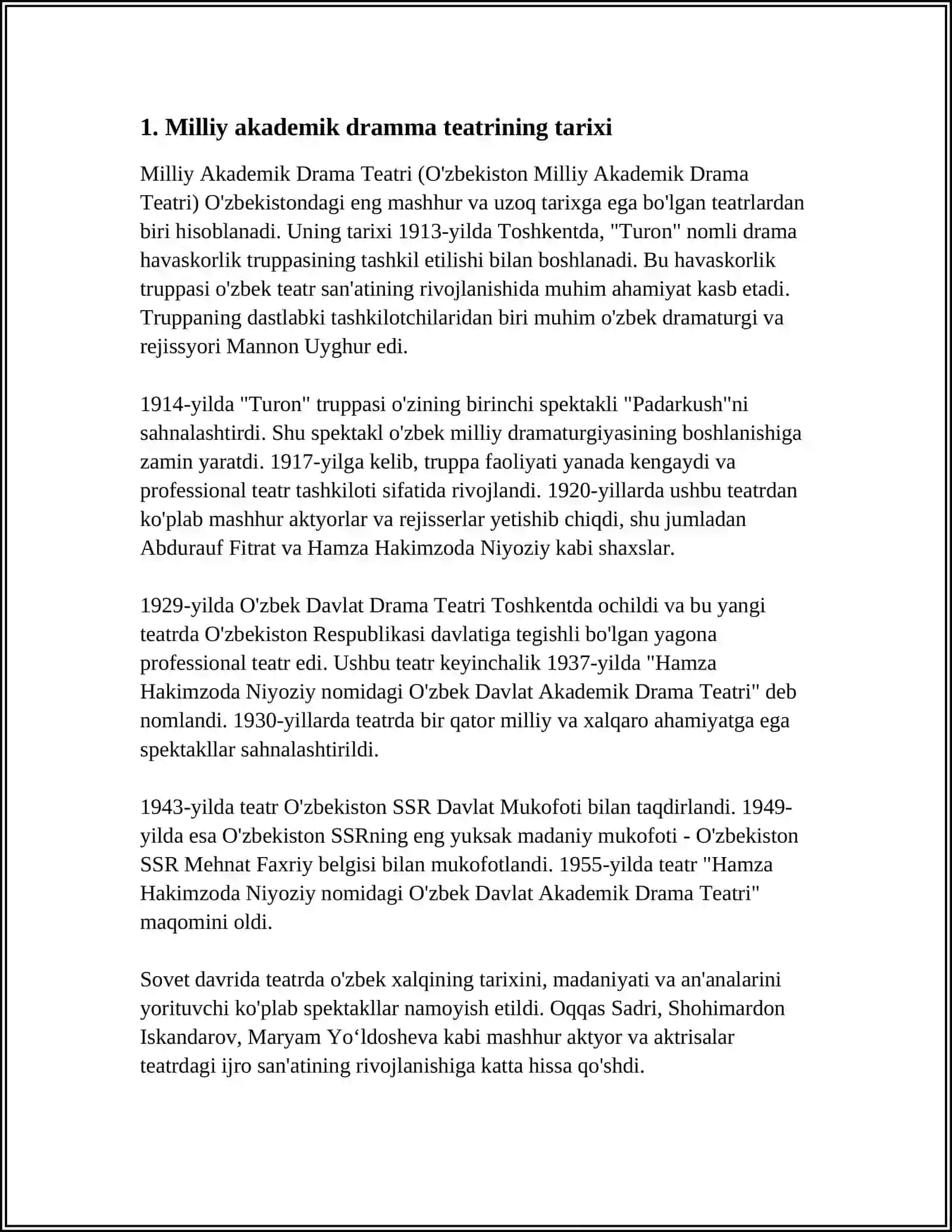 MILLIY AKADEMIK DRAMMA TEATRIDA TARIXIY SPEKTAKLLAR TAHLILI 3