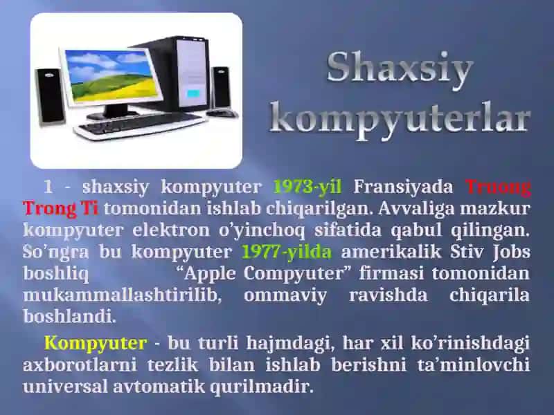 Shaxsiy kompyuterlar tarixidan 3