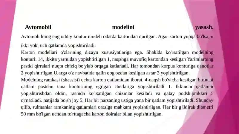 Avtomobil modelini loyihalash va modellashtirish 3