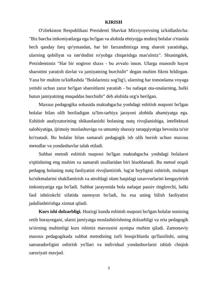 MAKTABGACHA YOSHDAGI ESHITISHIDA NUQSONI BO'LGAN BOLALARNI O'QITISHNING TURLI BOSQICHLARIDA SUHBAT METODIDAN FOYDALANISH 3
