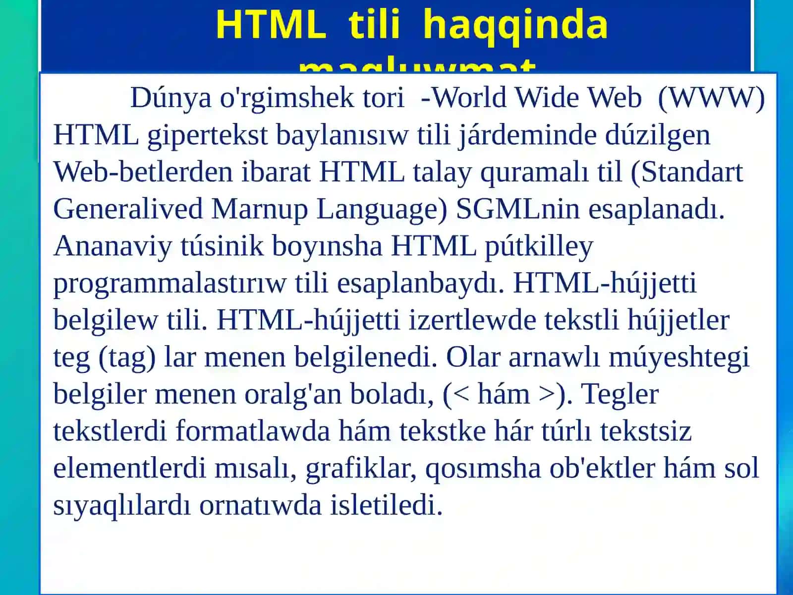 HTML tilinde web bet jaratiw 3