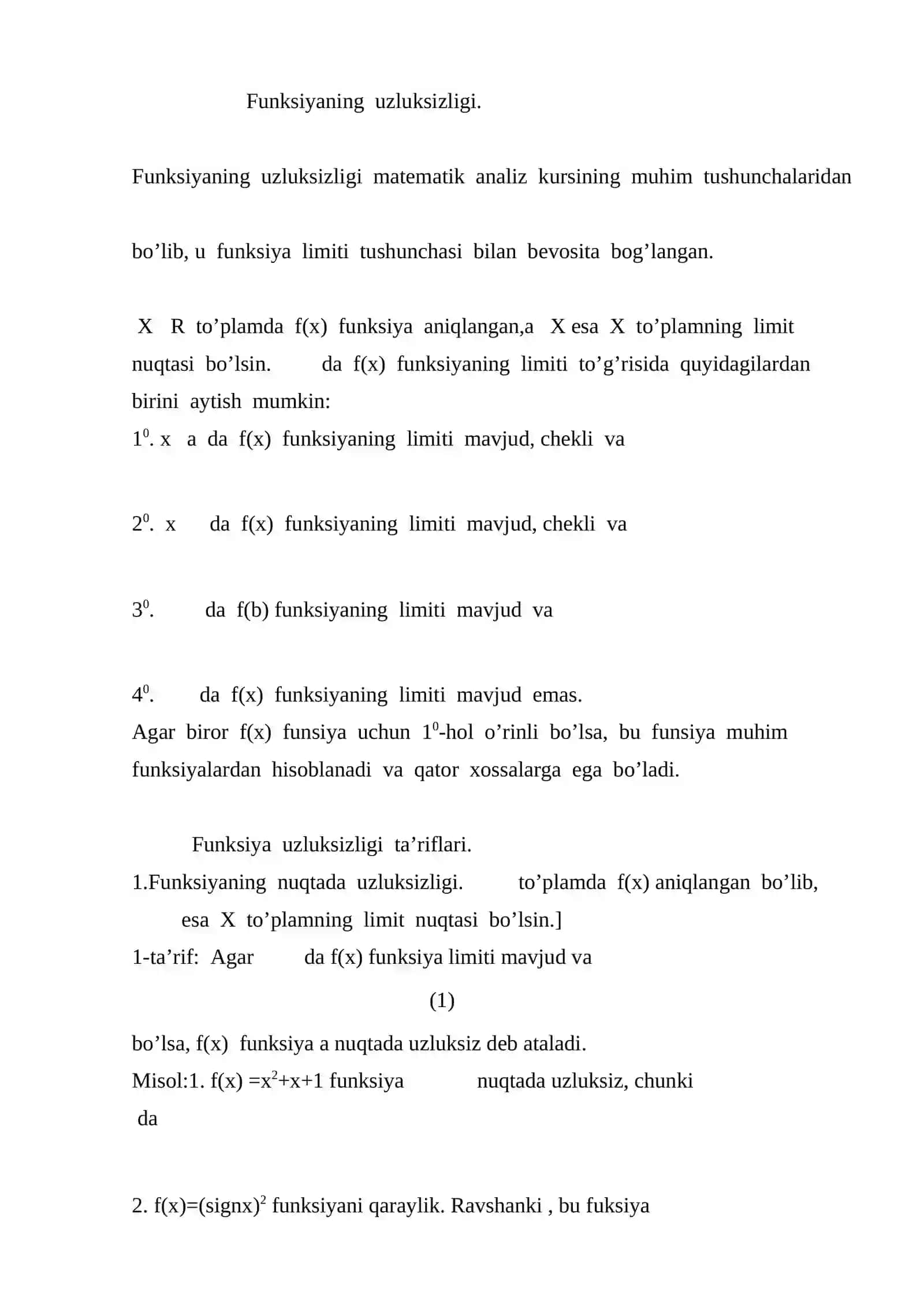 Uzluksizlik moduli va uning asosiy xossalari 3
