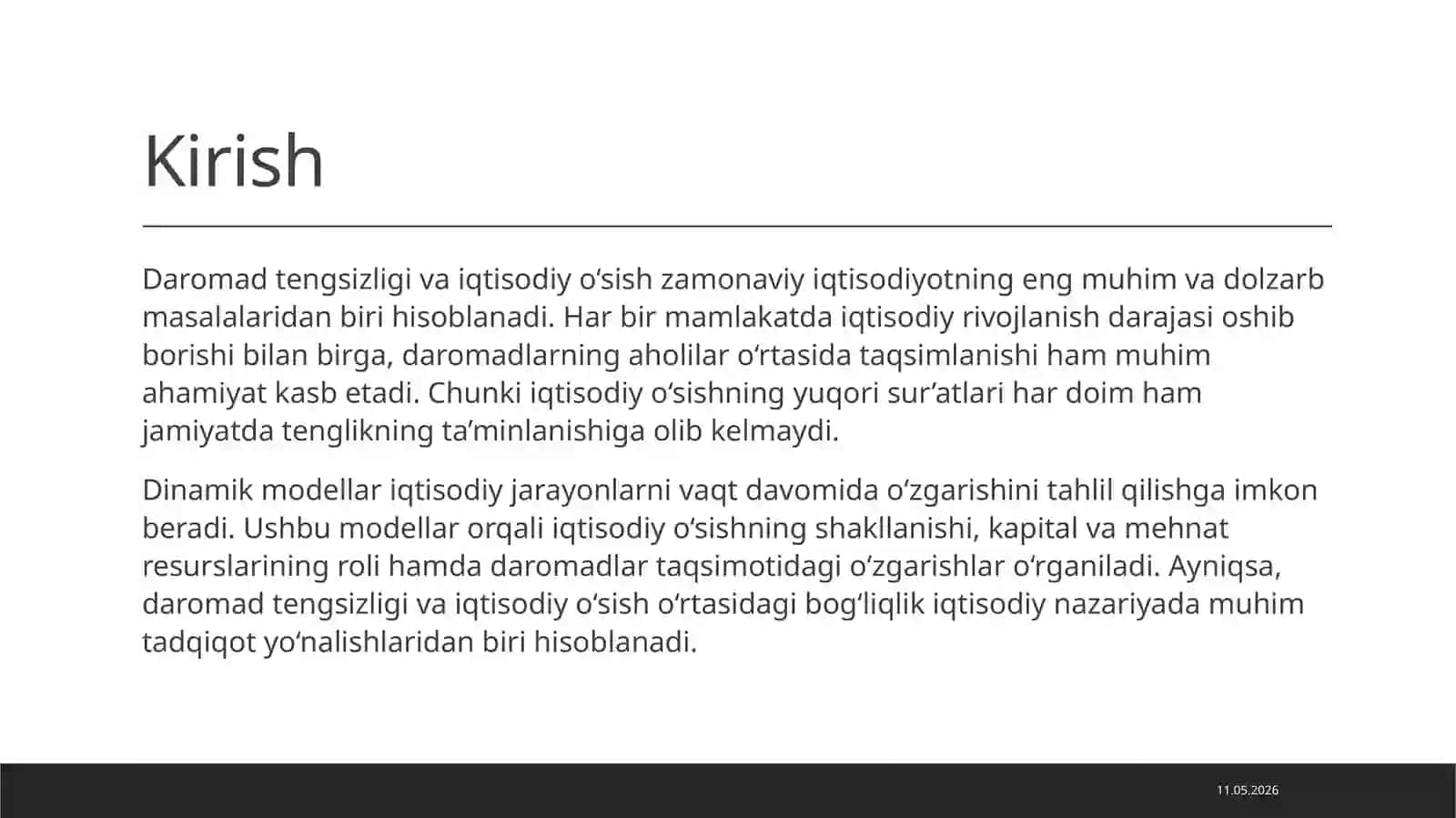 Dinamik modellarida daromad tengsizligi va iqtisodiy o‘sish 3