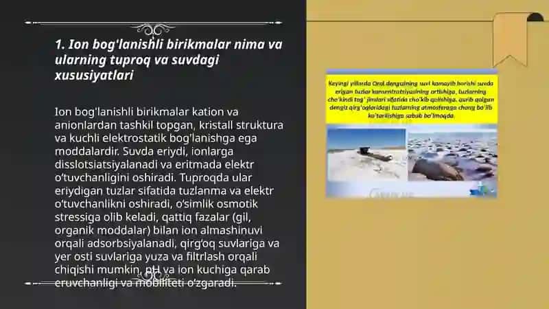 Tuproq suvning ifloslanishida ion boğlanishli birikmalar 3
