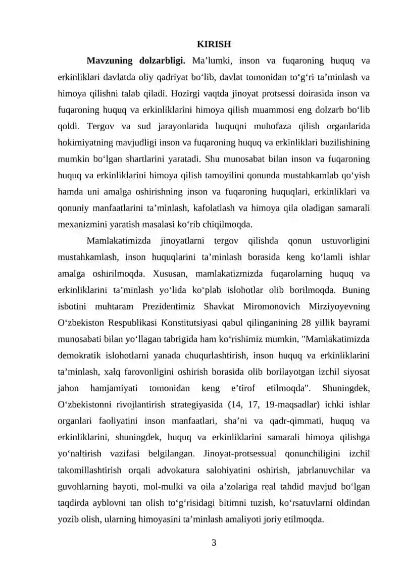 JINОYАT PRОTSESSIDА FUQАRОLАRNING HUQUQ VА ERKINLIKLАRINI MUHОFАZА QILISH PRINSIPI: NАZАRIY VА АMАLIY MАSАLАLАR 3