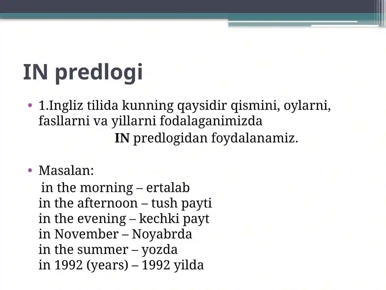 Vaqt predloglari 3