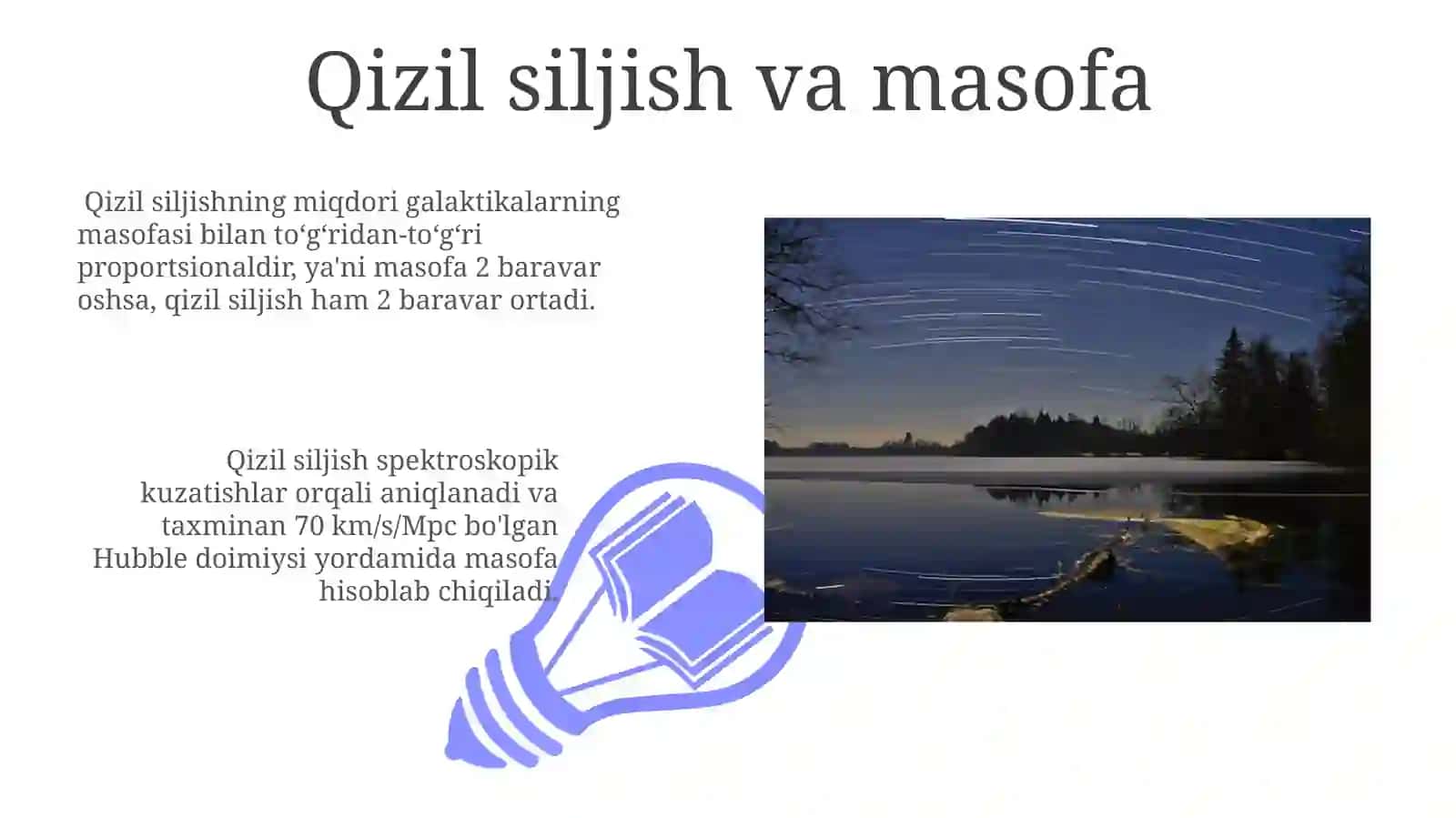 Yulduzlar yorugʻligining susayishi va qizarishining masofaga bogʻliqligi 3