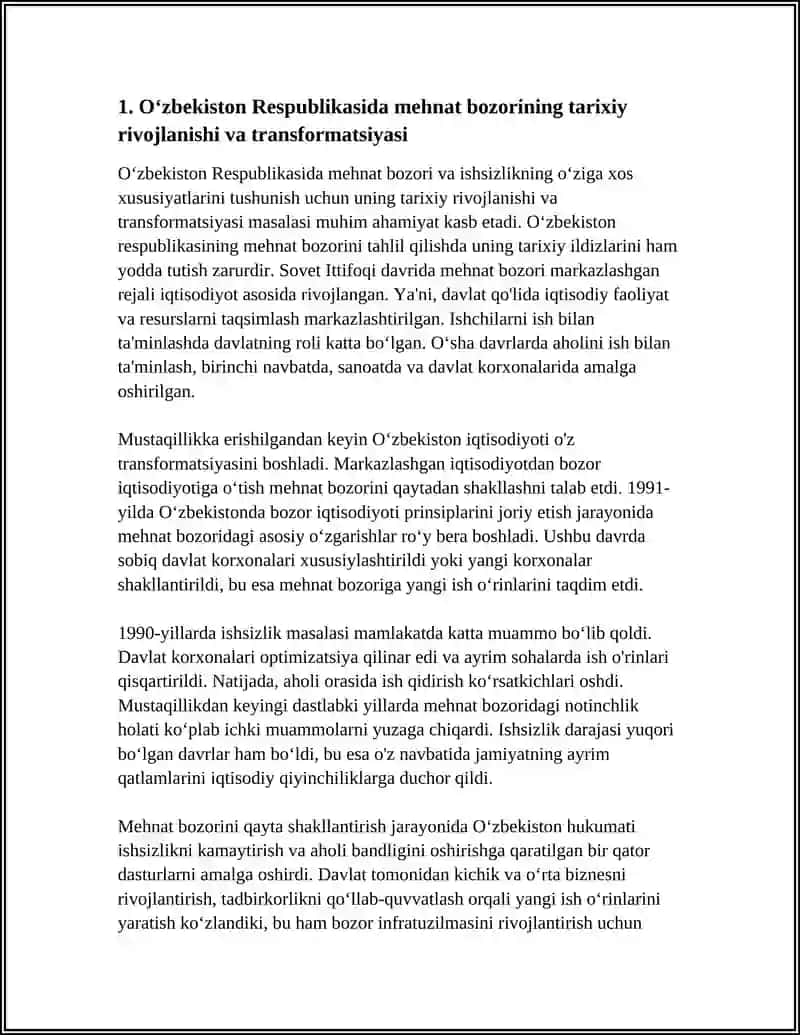 OʻZBEKISTON RESPUBLIKASIDA MEXNAT BOZORINING SHAKILANISHI VA ISHSIZLIKNING UZIGA XOS XUSUSIYATLARI 3