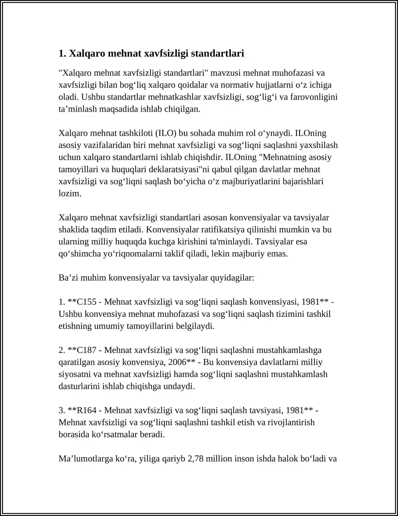 MEHNAT XAFSIZLIGI BOʻYICHA XALQARO STANDARTLAR VA ULARNING QOʻLANILISHI 3